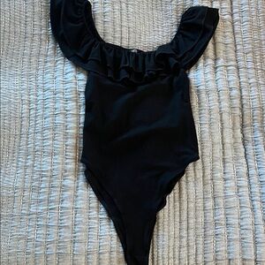 Zara Black Ruffled Bodysuit